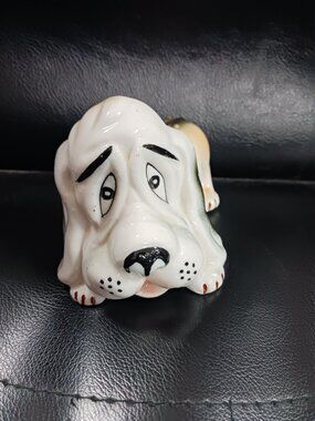 Vintage Sad Face Bassett Hound Dog Ceramic Figurine